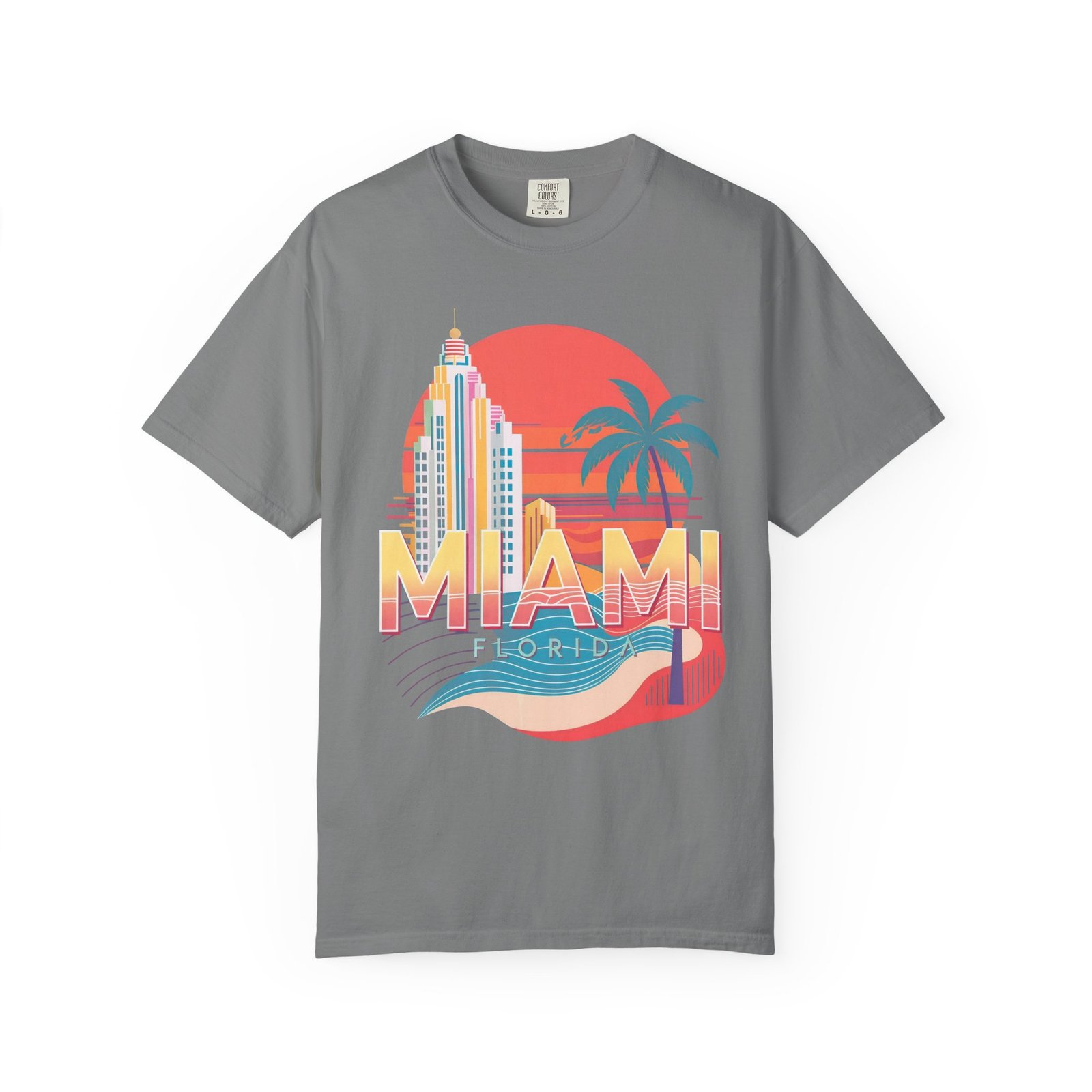 Miami Florida T-Shirt | Vintage Palm Beach Skyline Vacation Streetwear Tee - Image 5