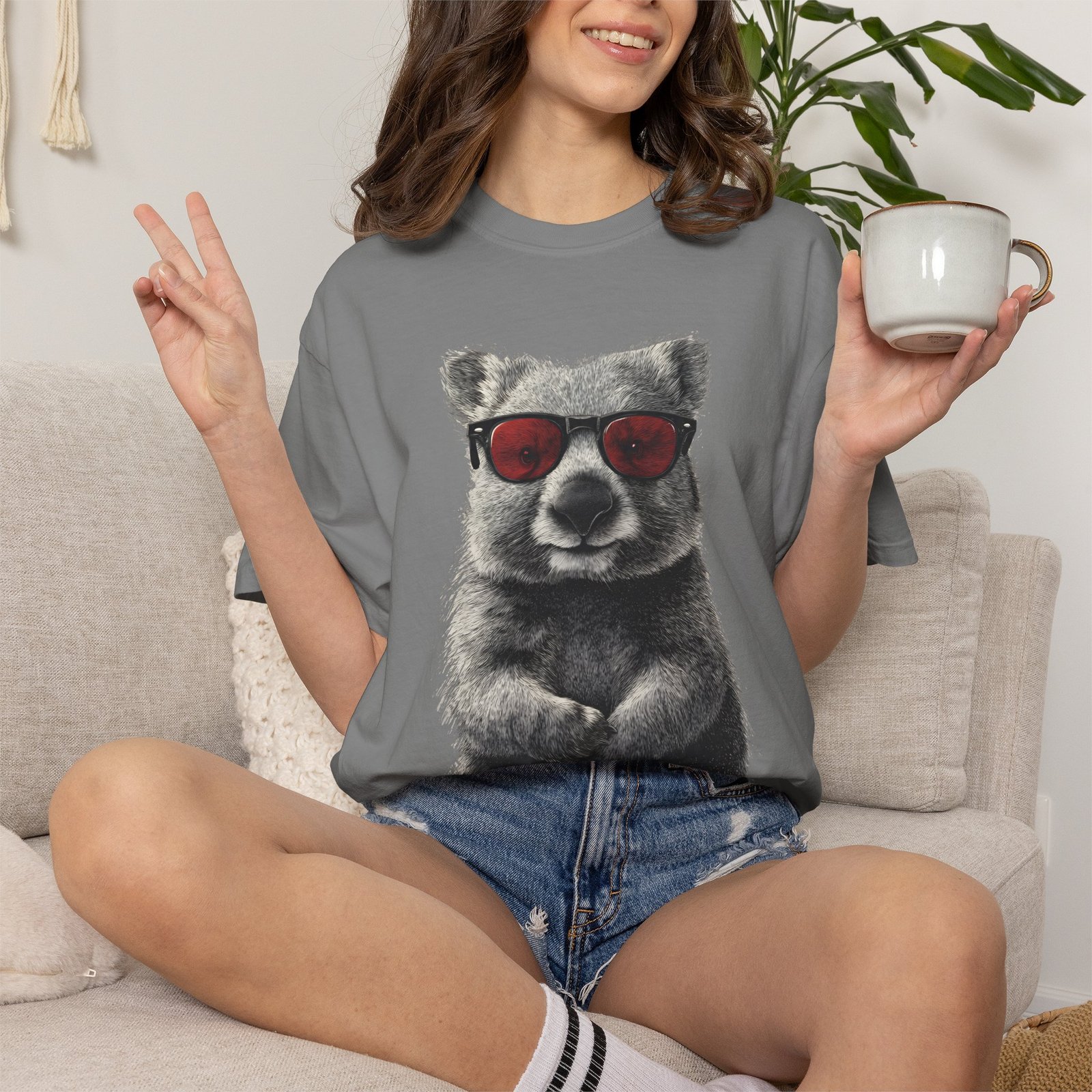 Cool Wombat Sunglasses T-Shirt | Funny Animal Graphic Tee - Image 7