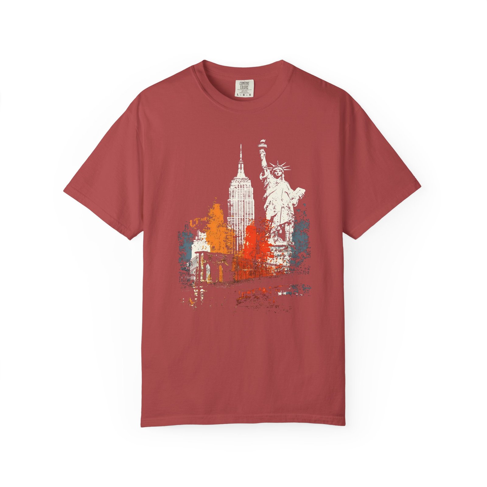 New York City Double Sided T-Shirt | NYC Skyline Statue of Liberty Front & Back Graphic Tee - Image 17