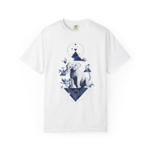 Elephant & Geometric Artistic Design T-Shirt | Modern Wildlife Graphic Streetwear Tee