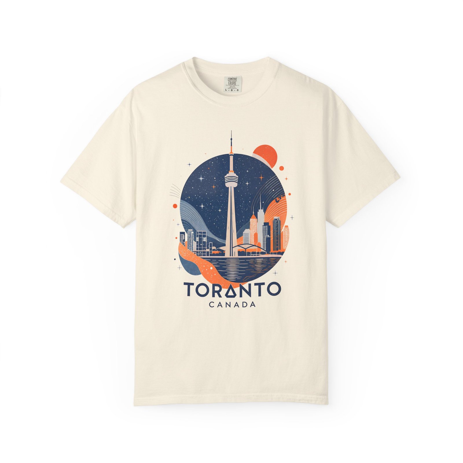 Toronto Canada Nightscape T-Shirt | CN Tower Skyline Graphic Streetwear Tee - Image 2