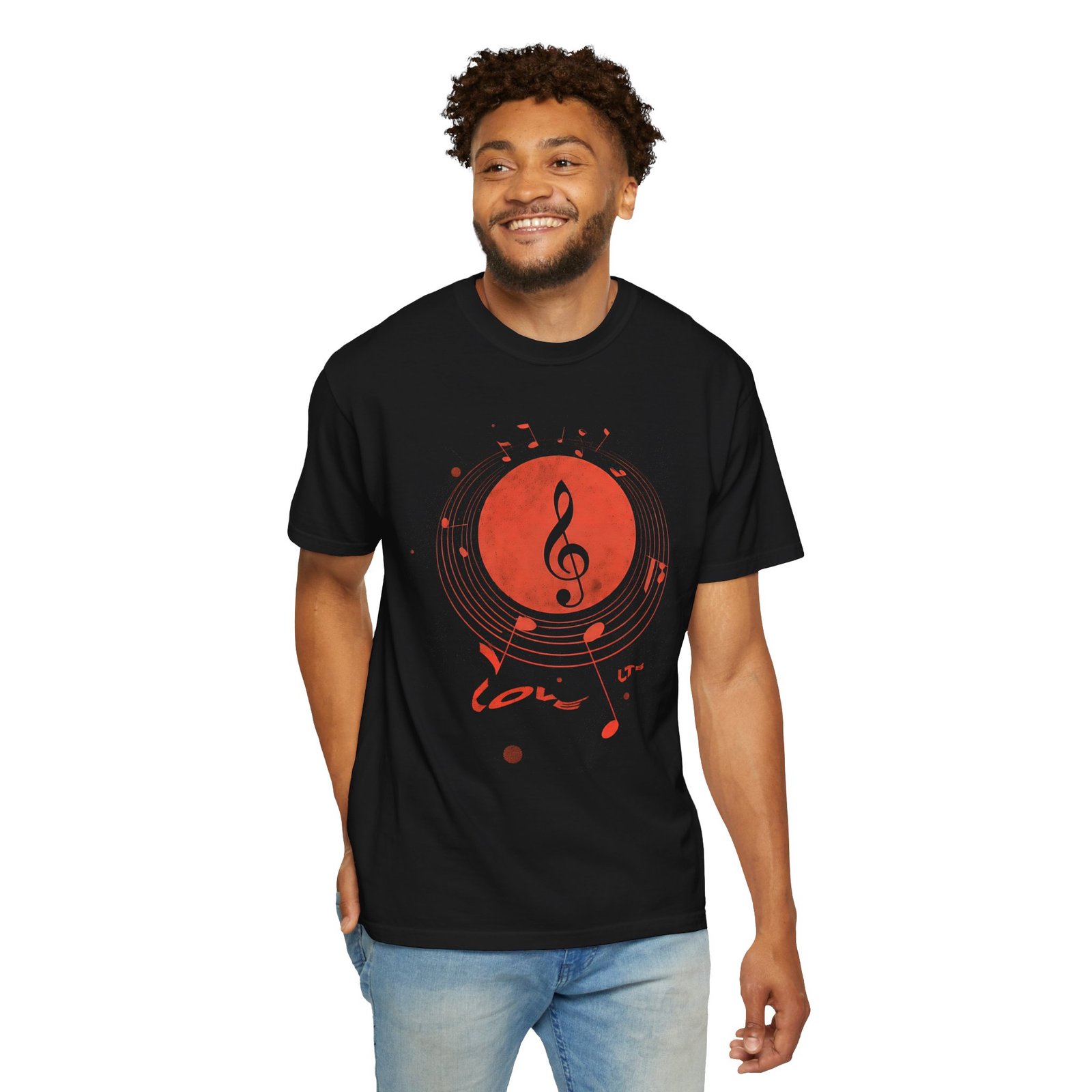 Love Music T-Shirt | Treble Clef Notes Graphic Streetwear Tee - Image 2