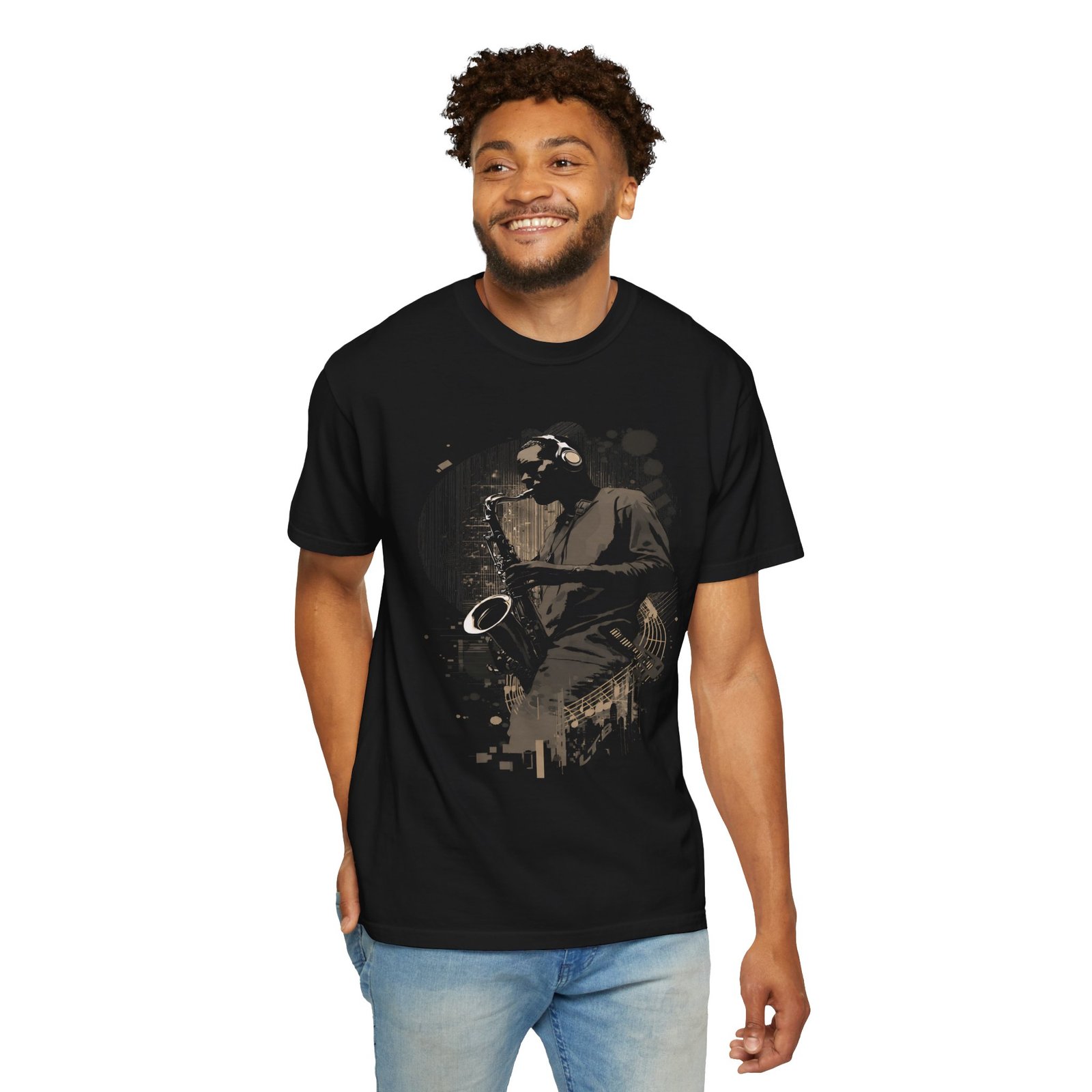 Jazz Saxophone T-Shirt | Urban Musician Graphic Streetwear Tee - Image 2