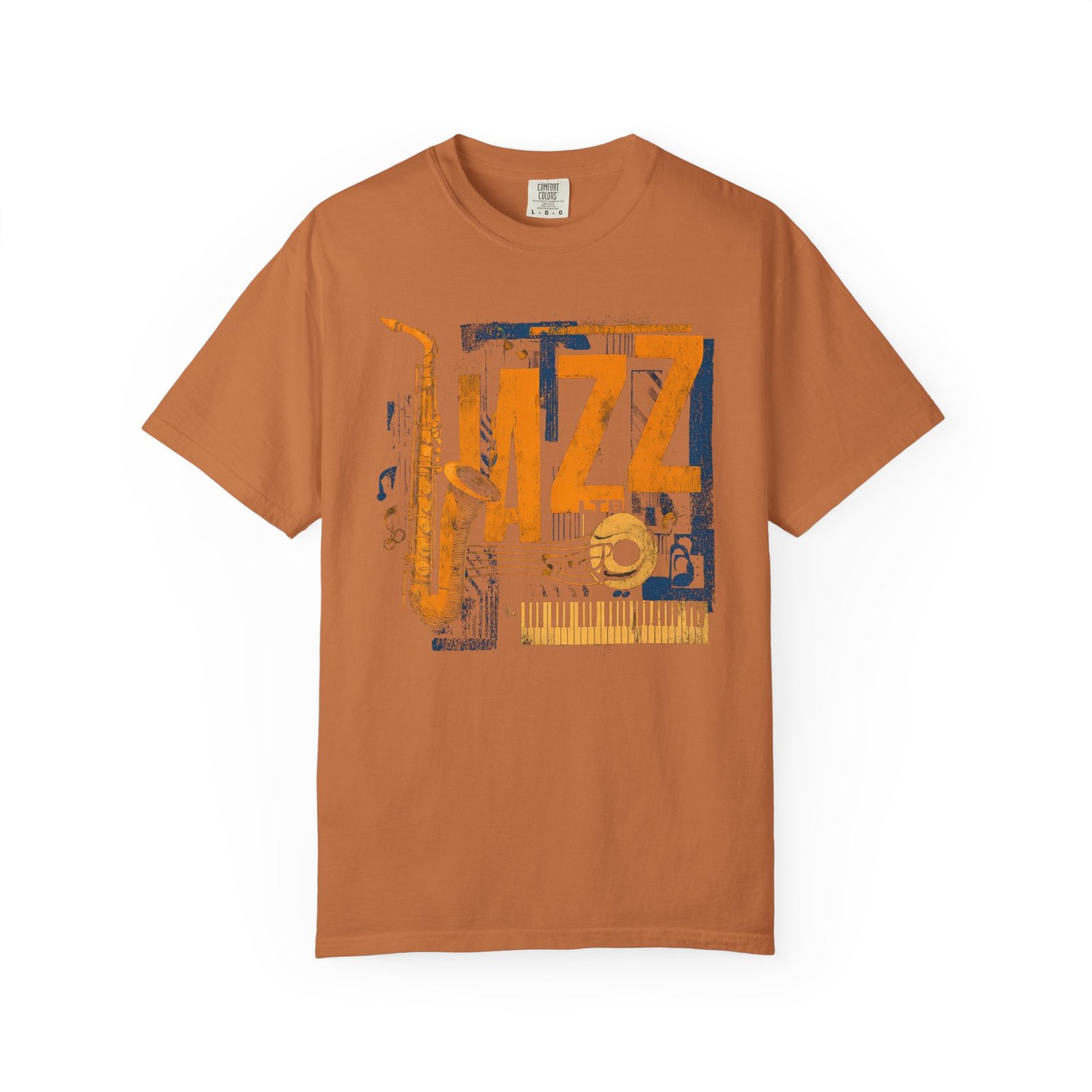 Jazz Saxophone Piano Keyboard T-Shirt | Vintage Music Graphic Streetwear Tee - Image 3