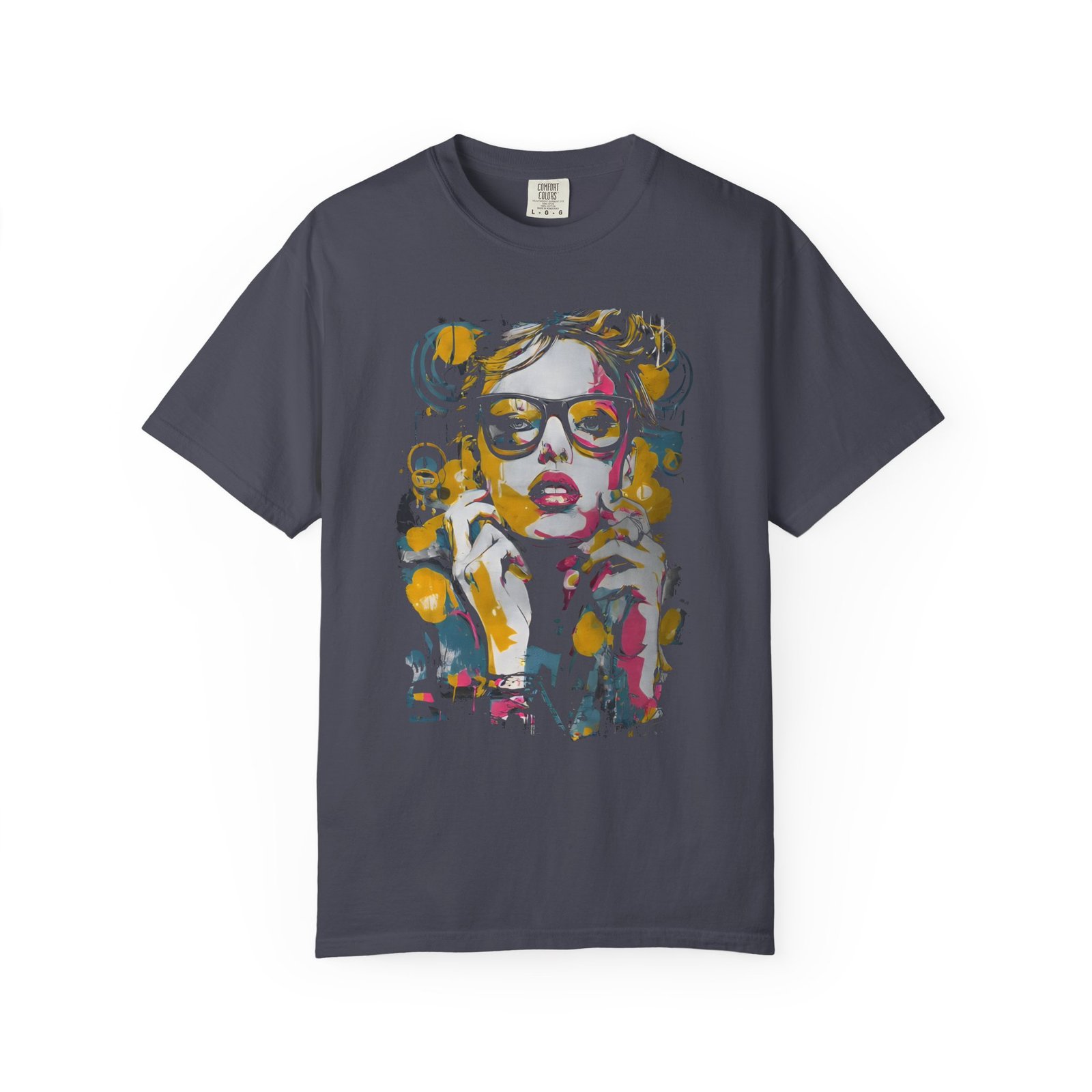 Pop Art Girl T-Shirt | Colorful Fashion Portrait Streetwear Graphic Tee - Image 5
