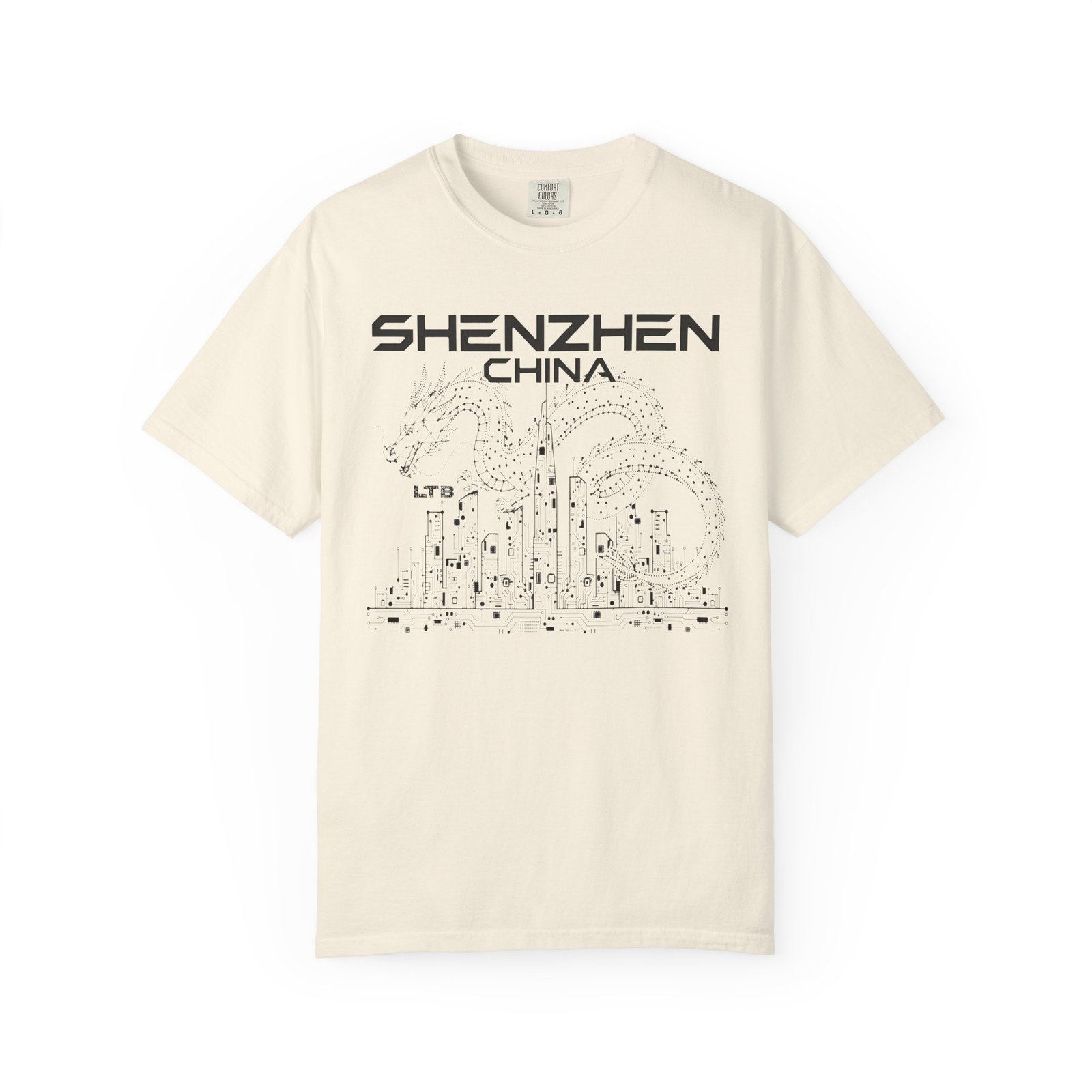 Shenzhen China Double‑Sided T-Shirt | Tech City Skyline Graphic Back Print Tee - Image 5