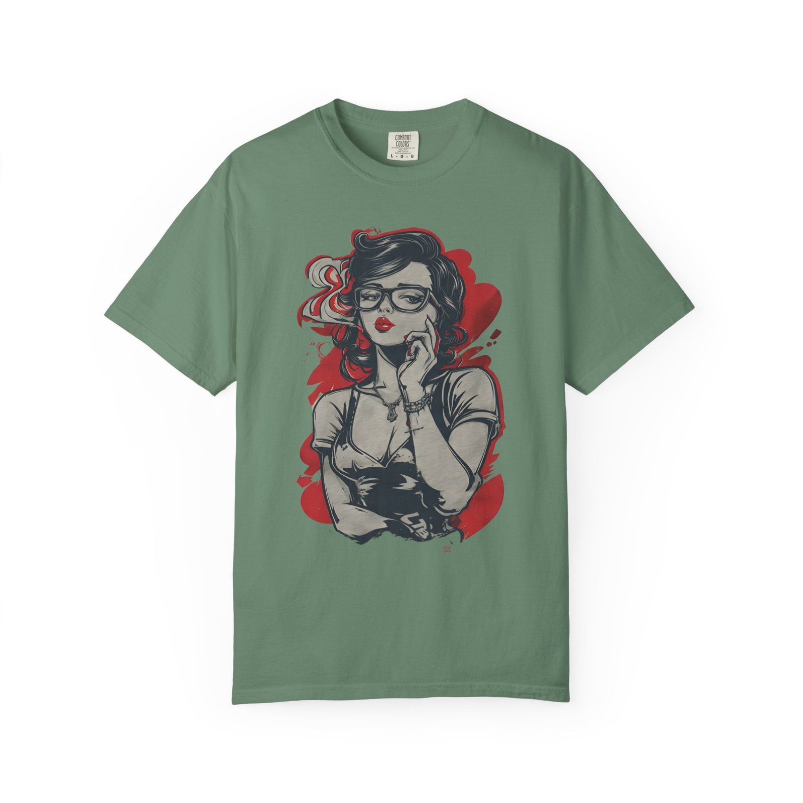 Retro Pinup Girl Graphic T-Shirt | Vintage Glasses Fashion Graphic Tee - Image 6