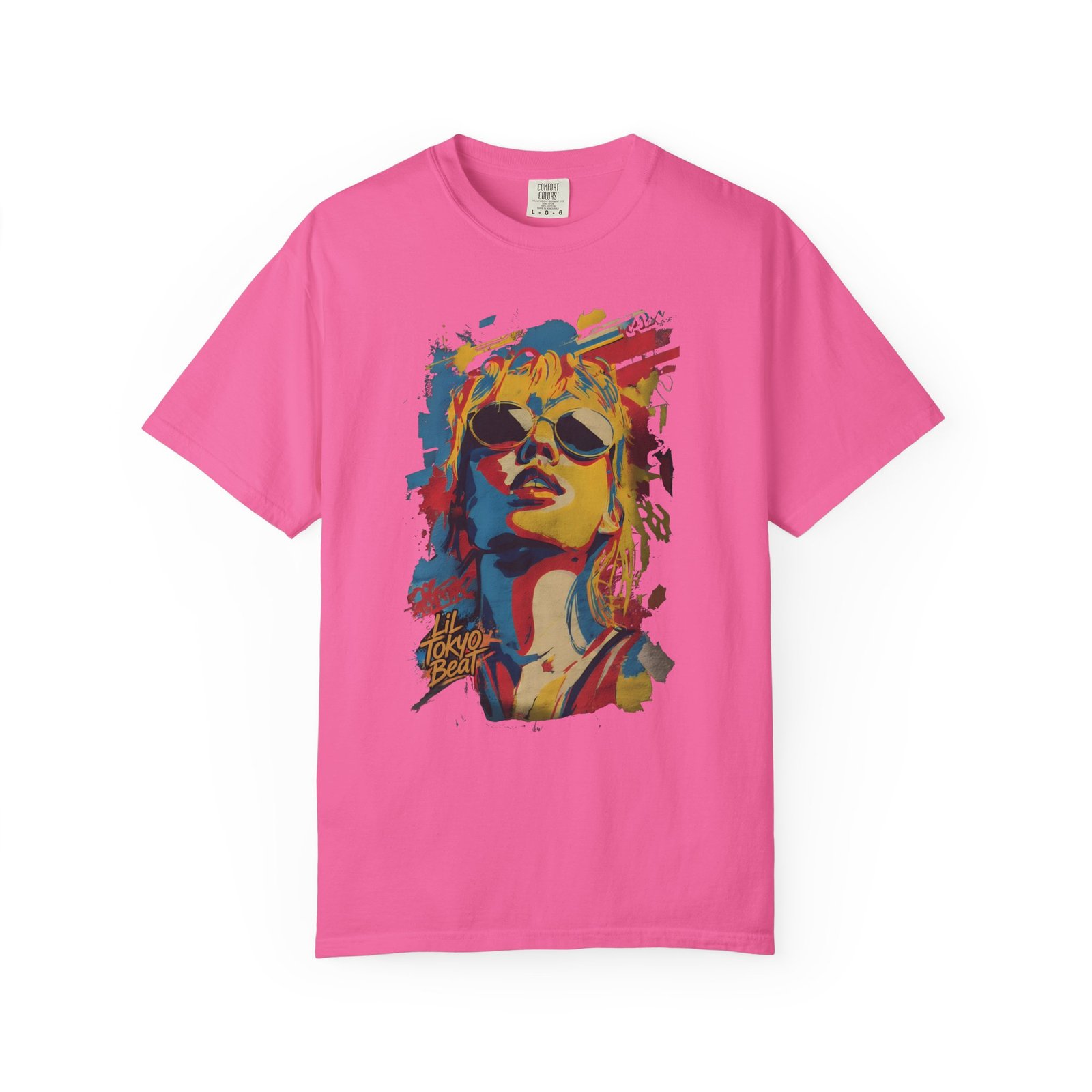 Girl Wearing Sunglasses Portrait T-Shirt | Color Splash Pop Art Graphic Tee - Image 11
