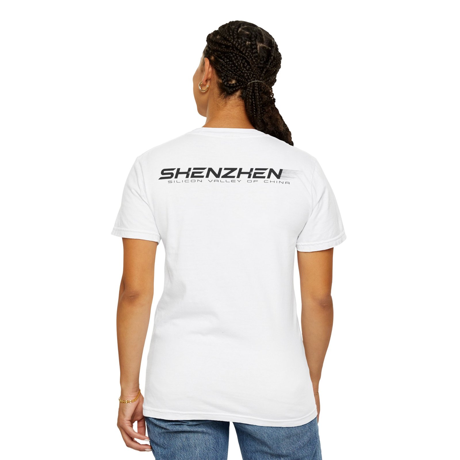 Shenzhen China Double‑Sided T-Shirt | Tech City Skyline Graphic Back Print Tee - Image 3