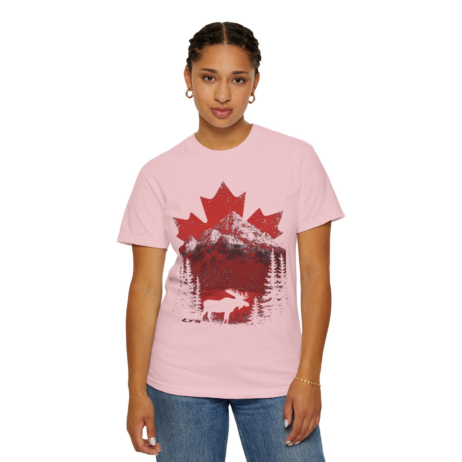 Canada Double Sided Maple Leaf T-Shirt | Moose Mountain Front & Back Graphic Tee - Image 16