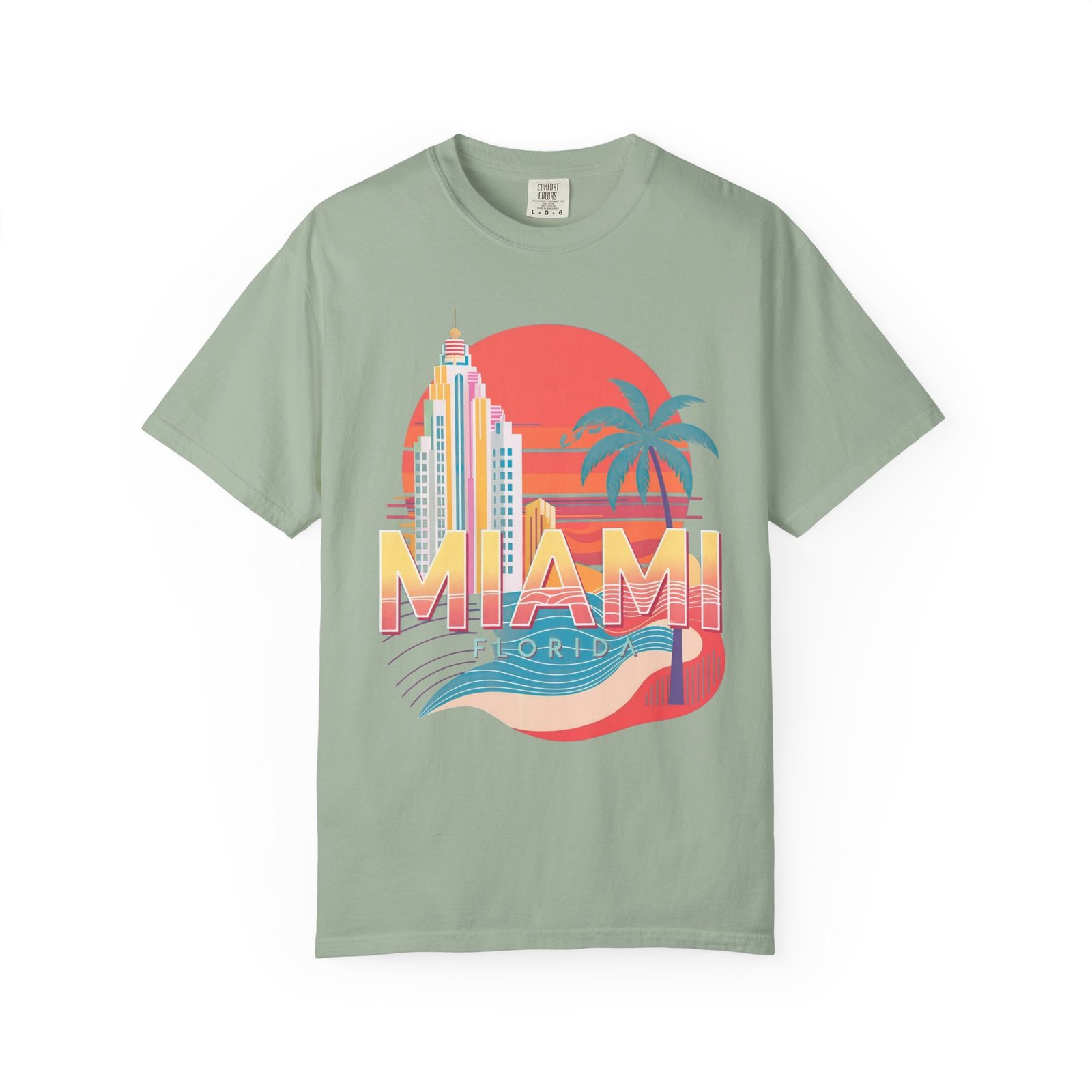 Miami Florida T-Shirt | Vintage Palm Beach Skyline Vacation Streetwear Tee - Image 6