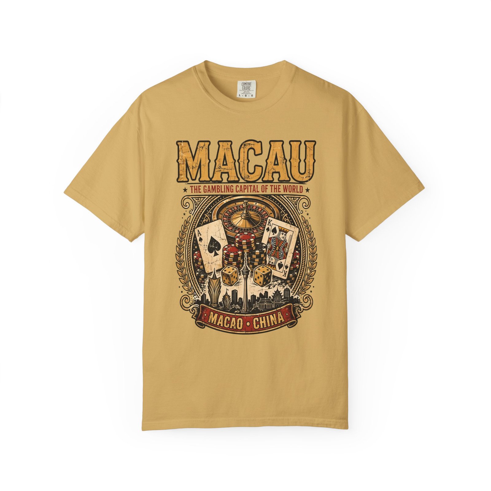 Macau China Vintage T-Shirt | Casino Capital of the World Graphic Tee - Image 4