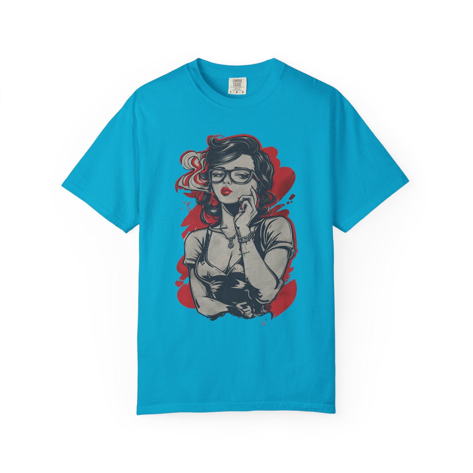 Retro Pinup Girl Graphic T-Shirt | Vintage Glasses Fashion Graphic Tee - Image 7
