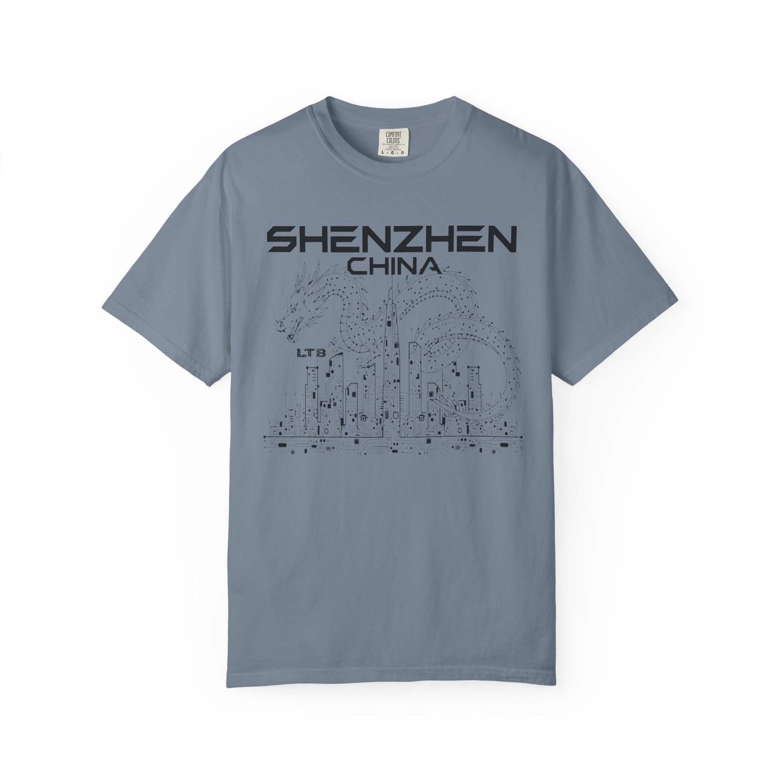 Shenzhen China Double‑Sided T-Shirt | Tech City Skyline Graphic Back Print Tee - Image 11