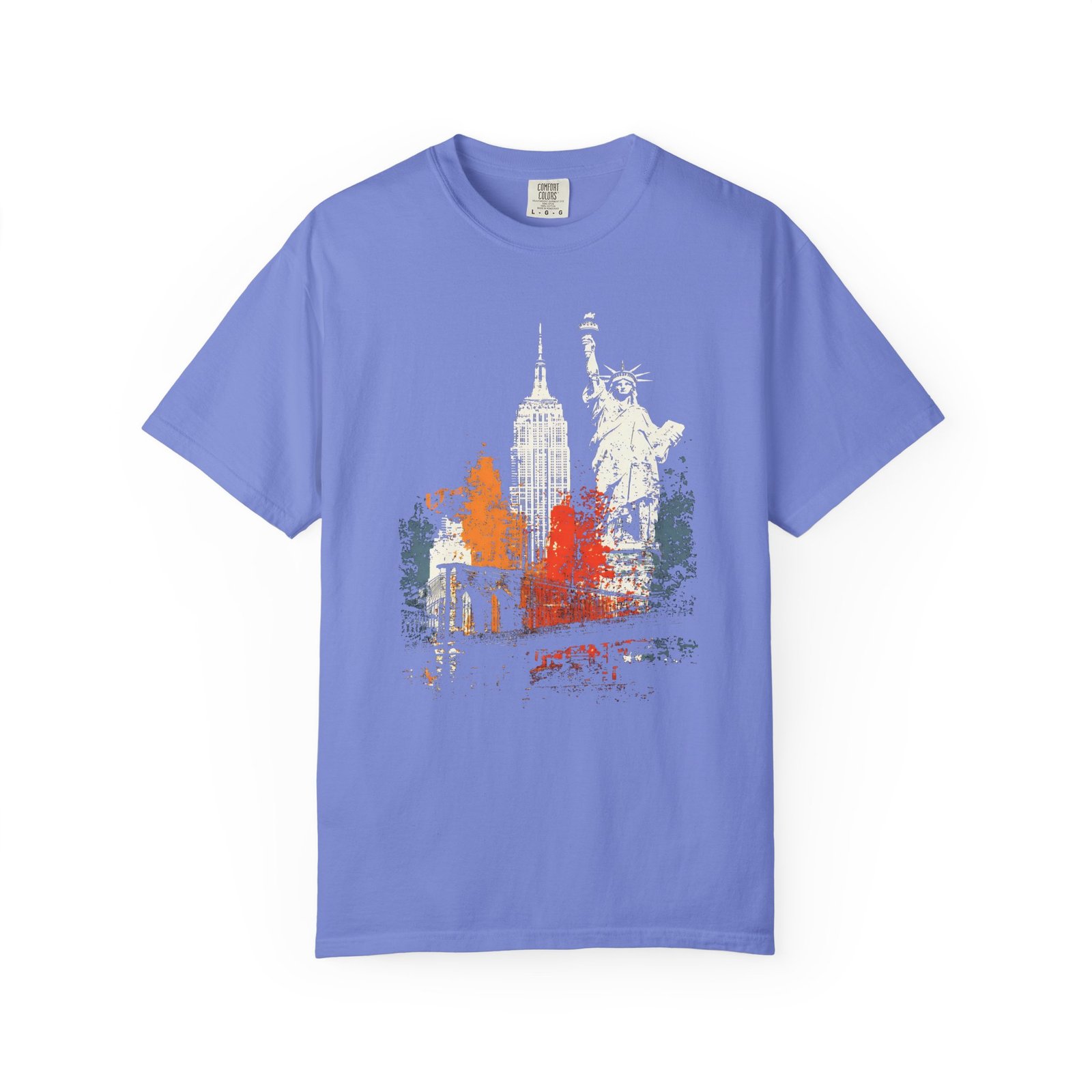 New York City Double Sided T-Shirt | NYC Skyline Statue of Liberty Front & Back Graphic Tee - Image 9
