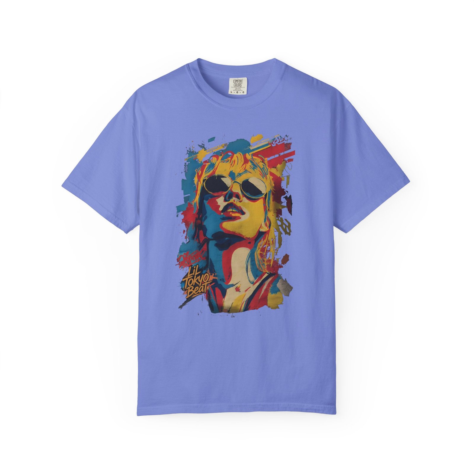 Girl Wearing Sunglasses Portrait T-Shirt | Color Splash Pop Art Graphic Tee - Image 7