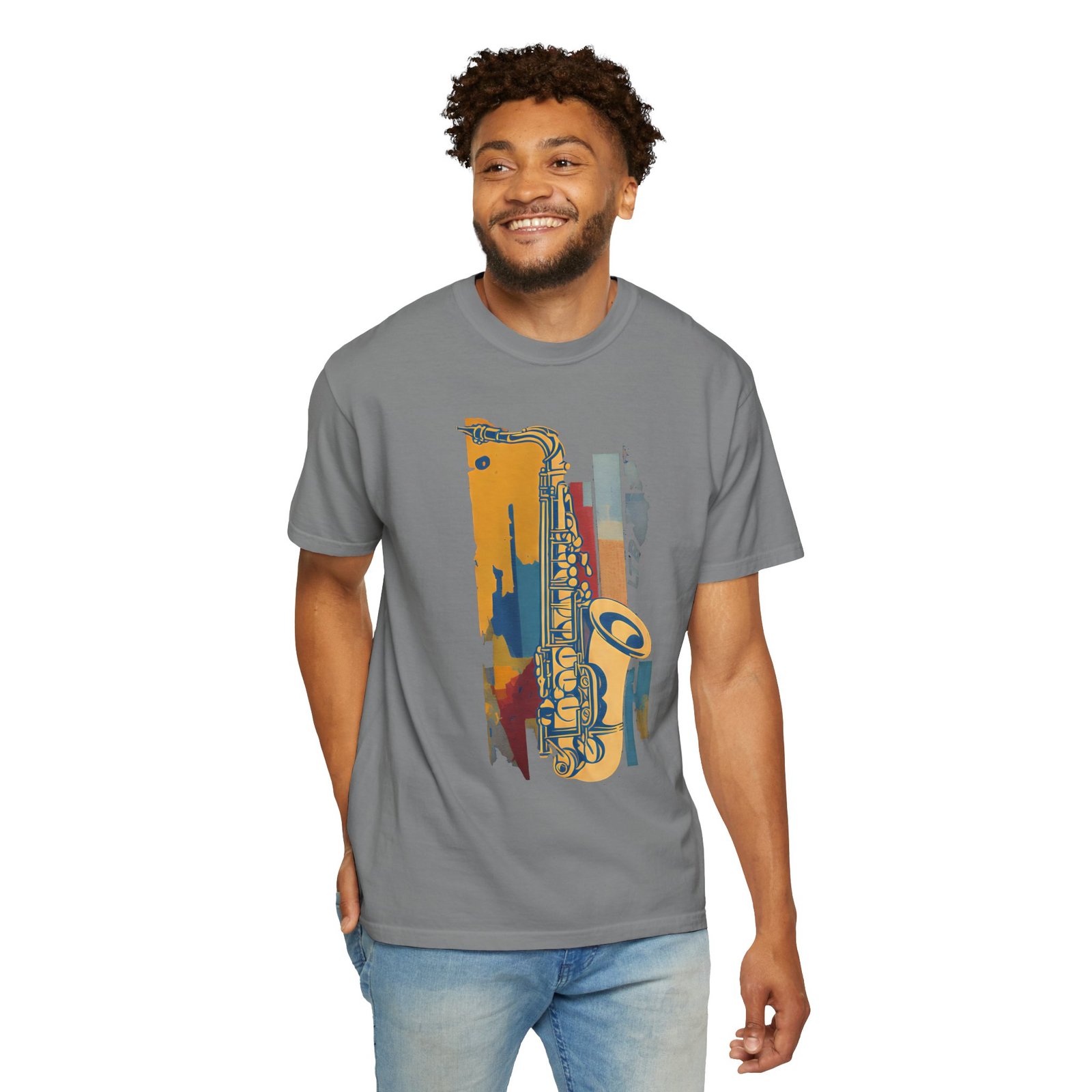 Saxophone Graphic T-Shirt | Modern Jazz Music Art Streetwear Tee - Image 2