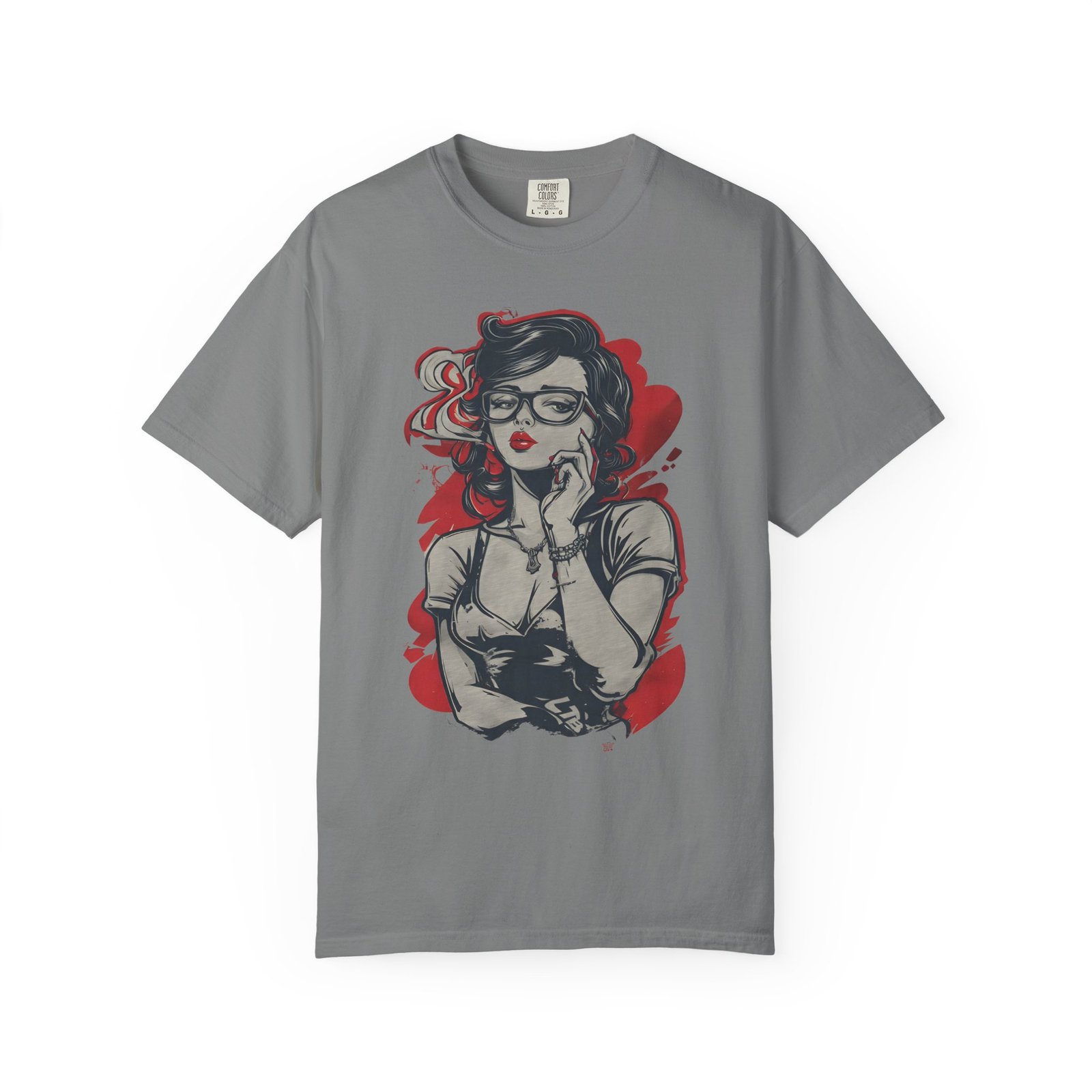 Retro Pinup Girl Graphic T-Shirt | Vintage Glasses Fashion Graphic Tee - Image 4