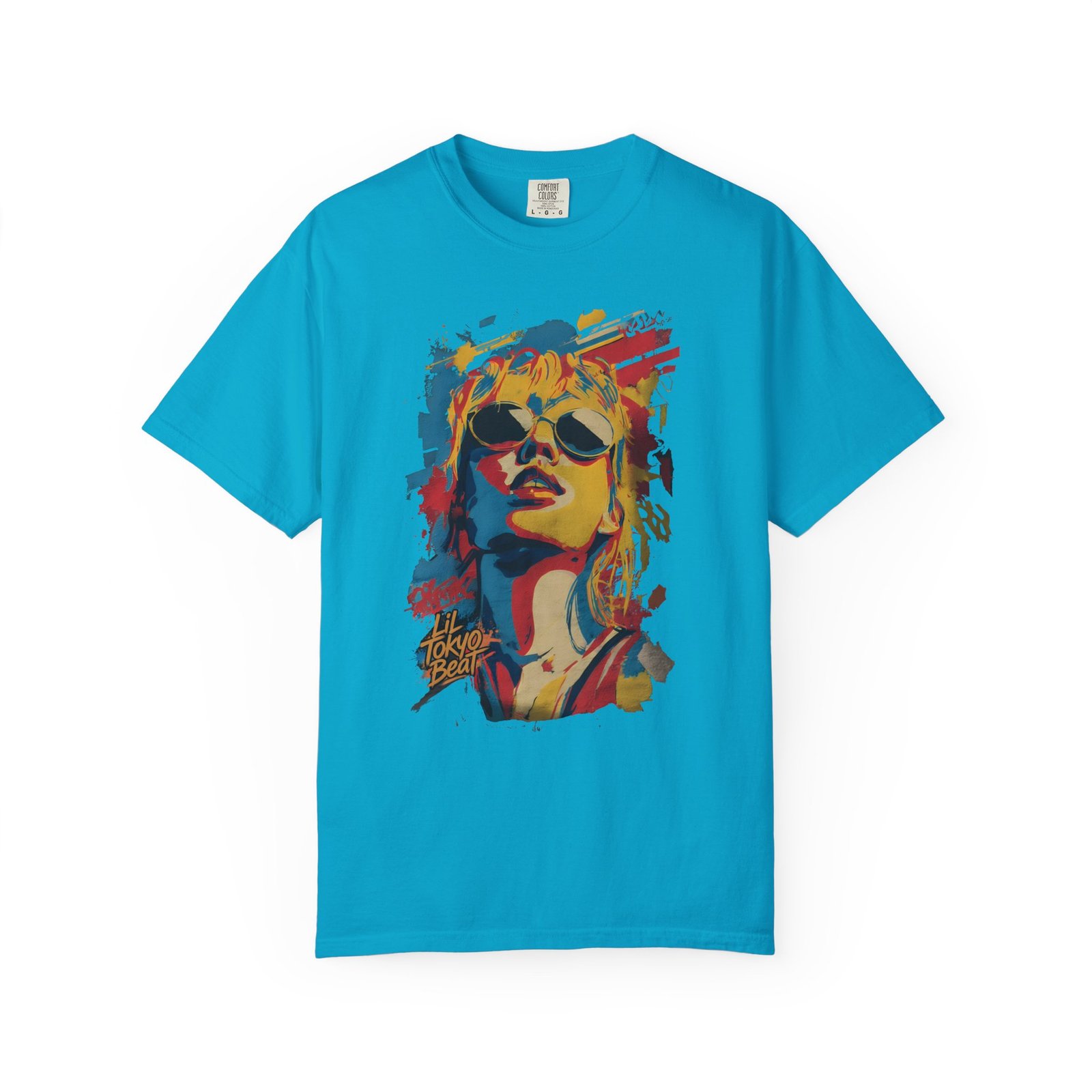 Girl Wearing Sunglasses Portrait T-Shirt | Color Splash Pop Art Graphic Tee - Image 6