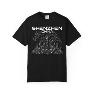 Shenzhen China Double‑Sided T-Shirt | Tech City Skyline White Graphic Back Print Tee