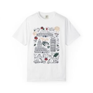 Italy Landmarks Graphic T-Shirt | Rome Pisa Travel Illustration Streetwear Tee