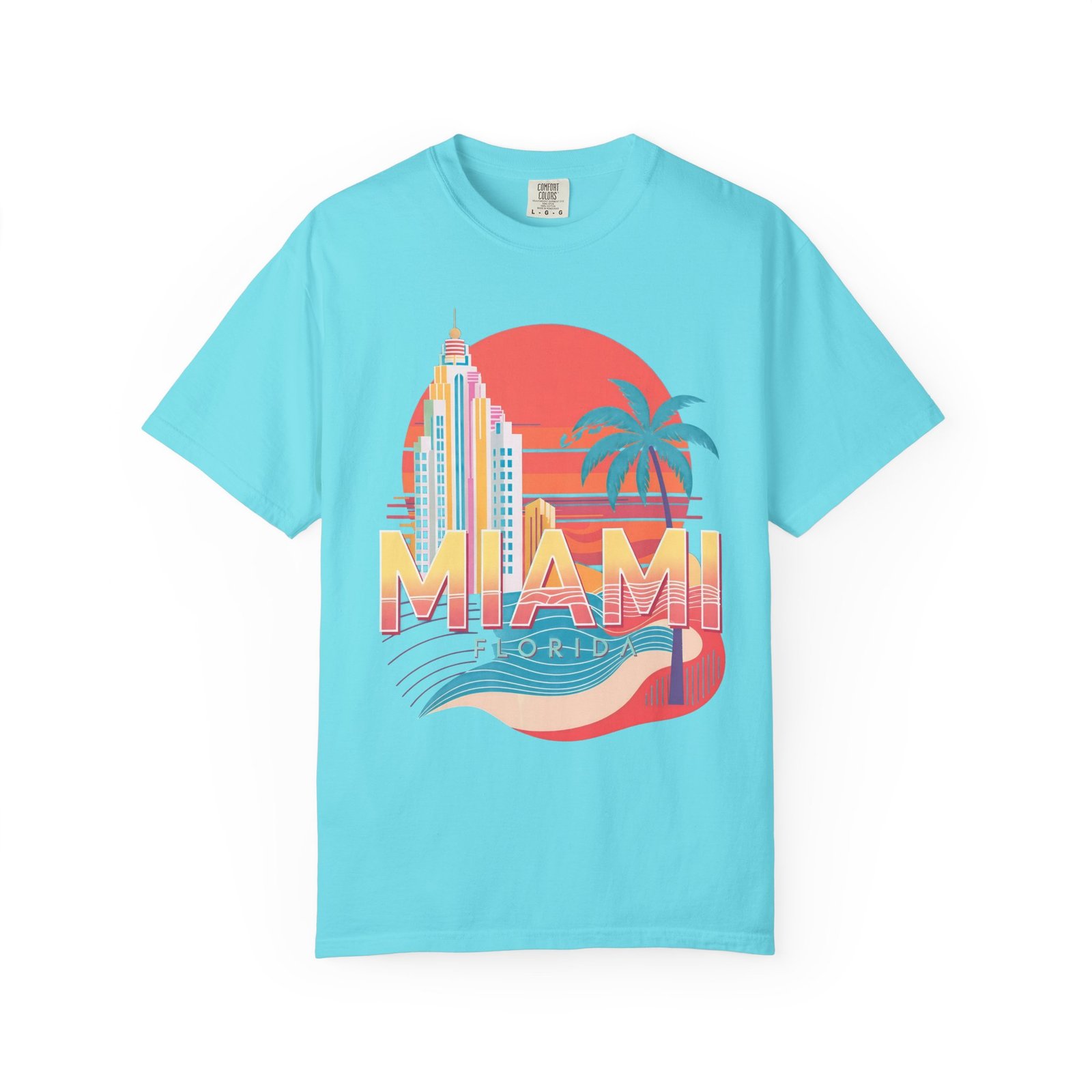 Miami Florida T-Shirt | Vintage Palm Beach Skyline Vacation Streetwear Tee - Image 9
