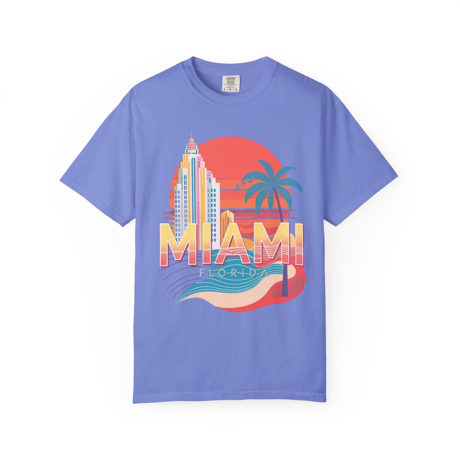 Miami Florida T-Shirt | Vintage Palm Beach Skyline Vacation Streetwear Tee - Image 11