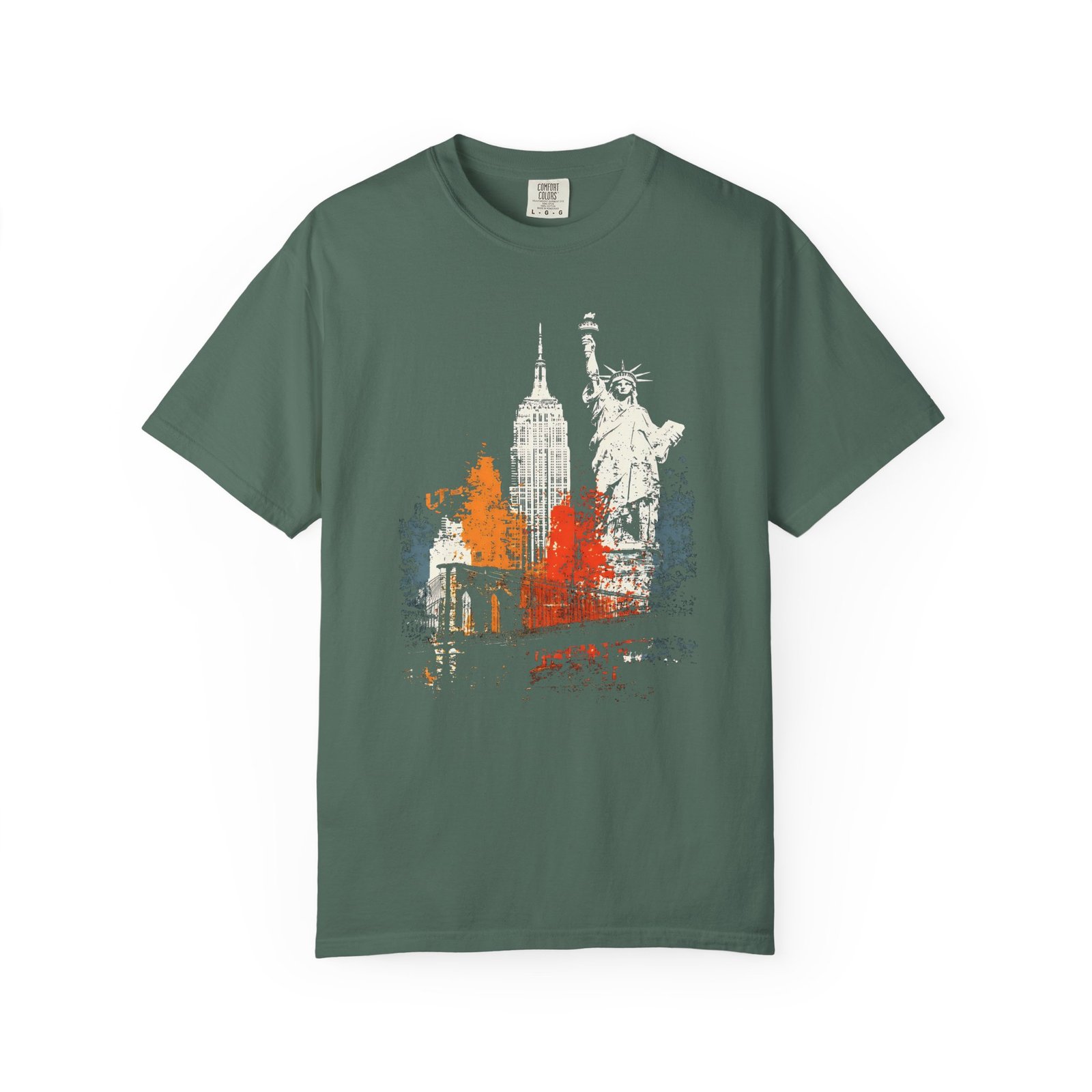 New York City Double Sided T-Shirt | NYC Skyline Statue of Liberty Front & Back Graphic Tee - Image 7