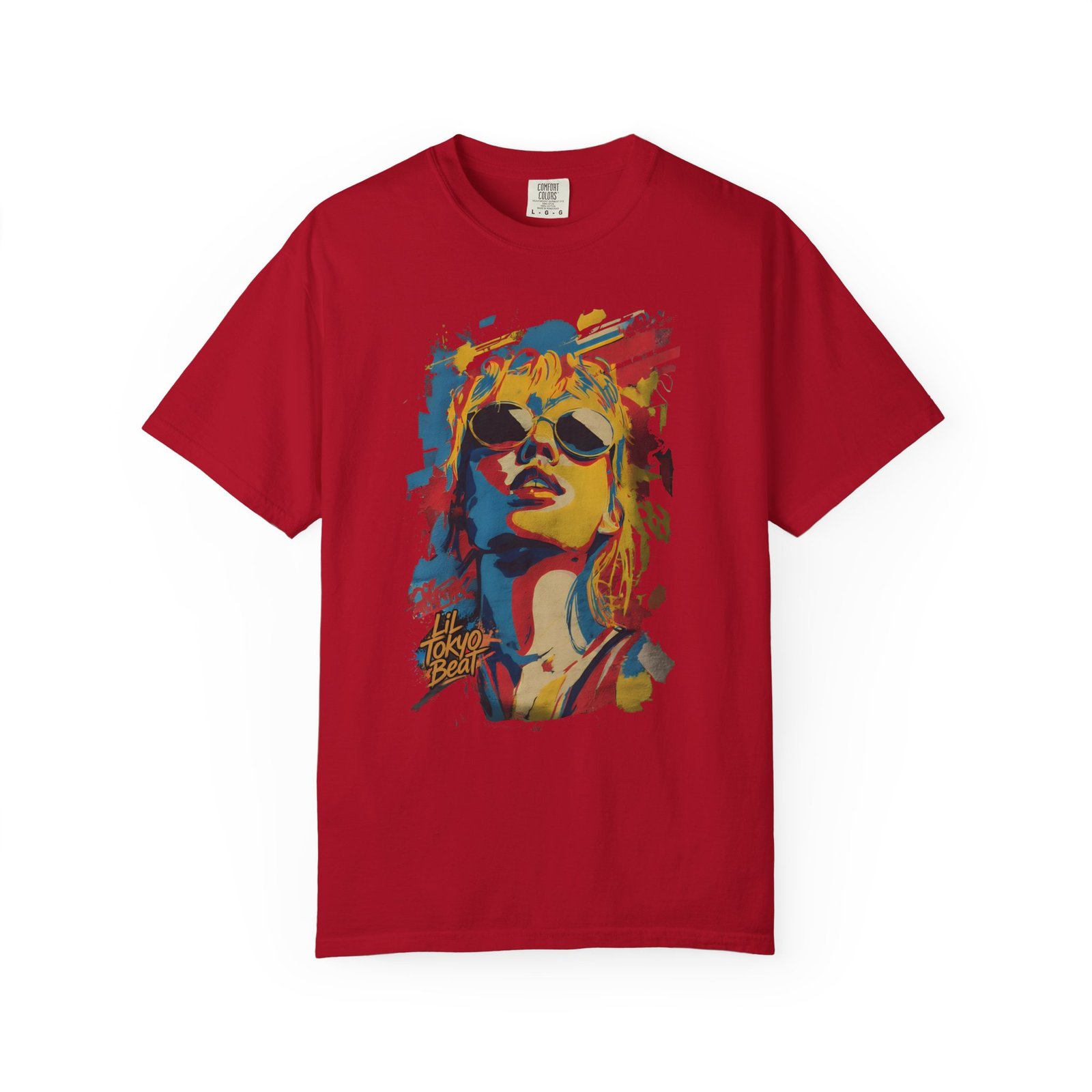 Girl Wearing Sunglasses Portrait T-Shirt | Color Splash Pop Art Graphic Tee - Image 15