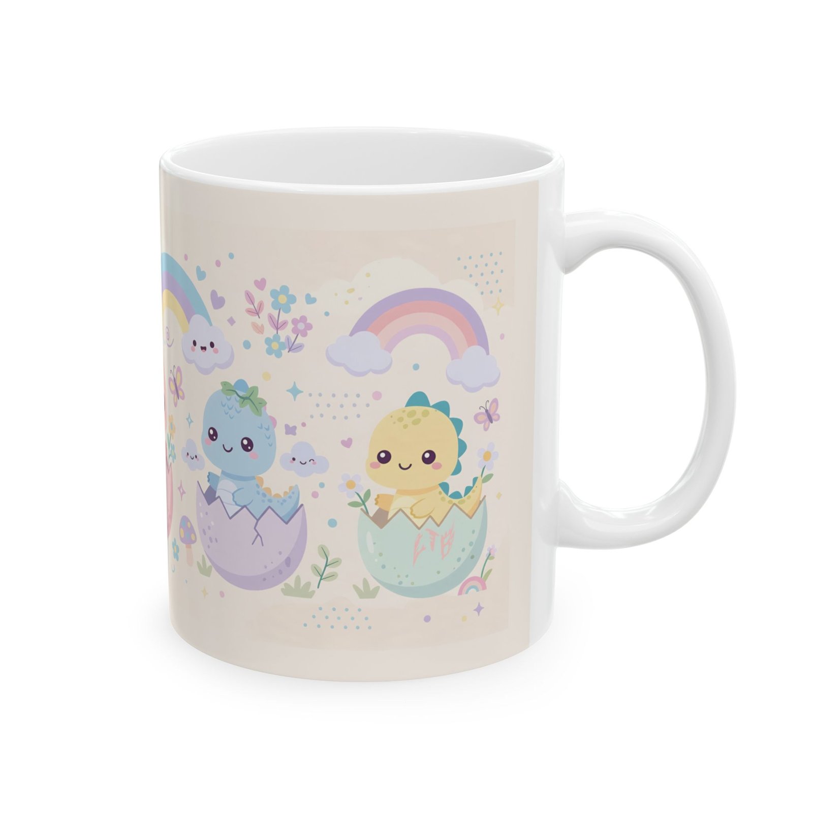 Baby Dinosaur Mug | Cute Kawaii Dino Pastel Rainbow Ceramic Coffee Mug - Image 4