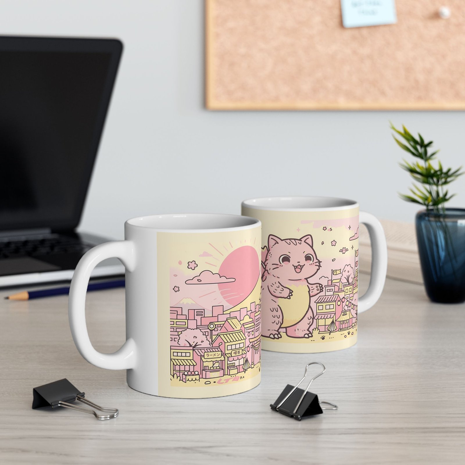 Kawaii Cat Monster Mug | Cute Catzilla Kaiju Ceramic Coffee Mug - Image 5