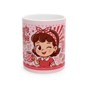 Lucy Coffee Mug | Cute Retro Diner Girl Ceramic Coffee Mug