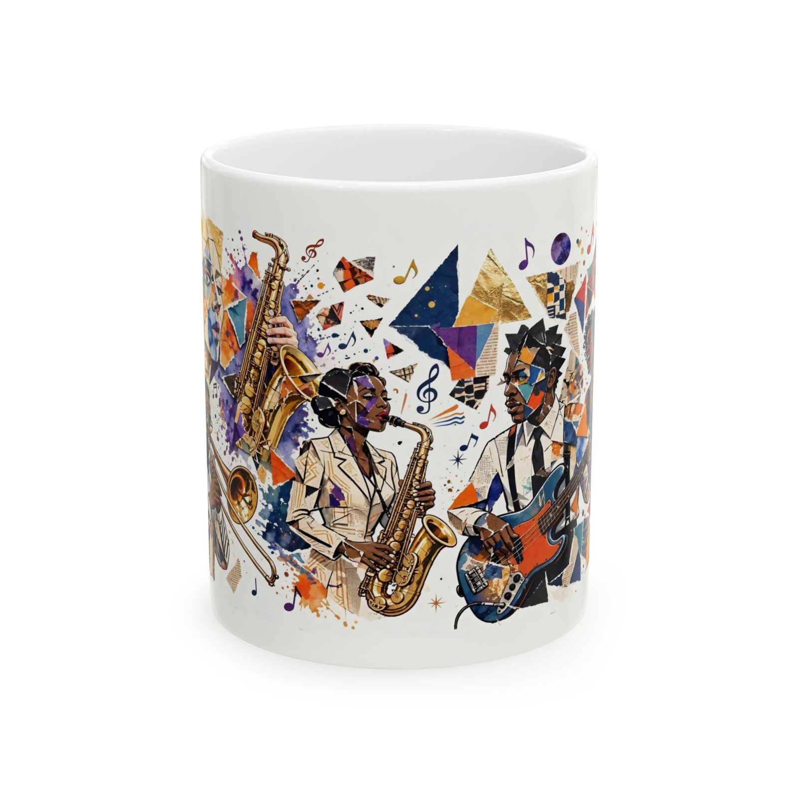 Jazz Collage Art Mug | Abstract Musician Ceramic Coffee Mug