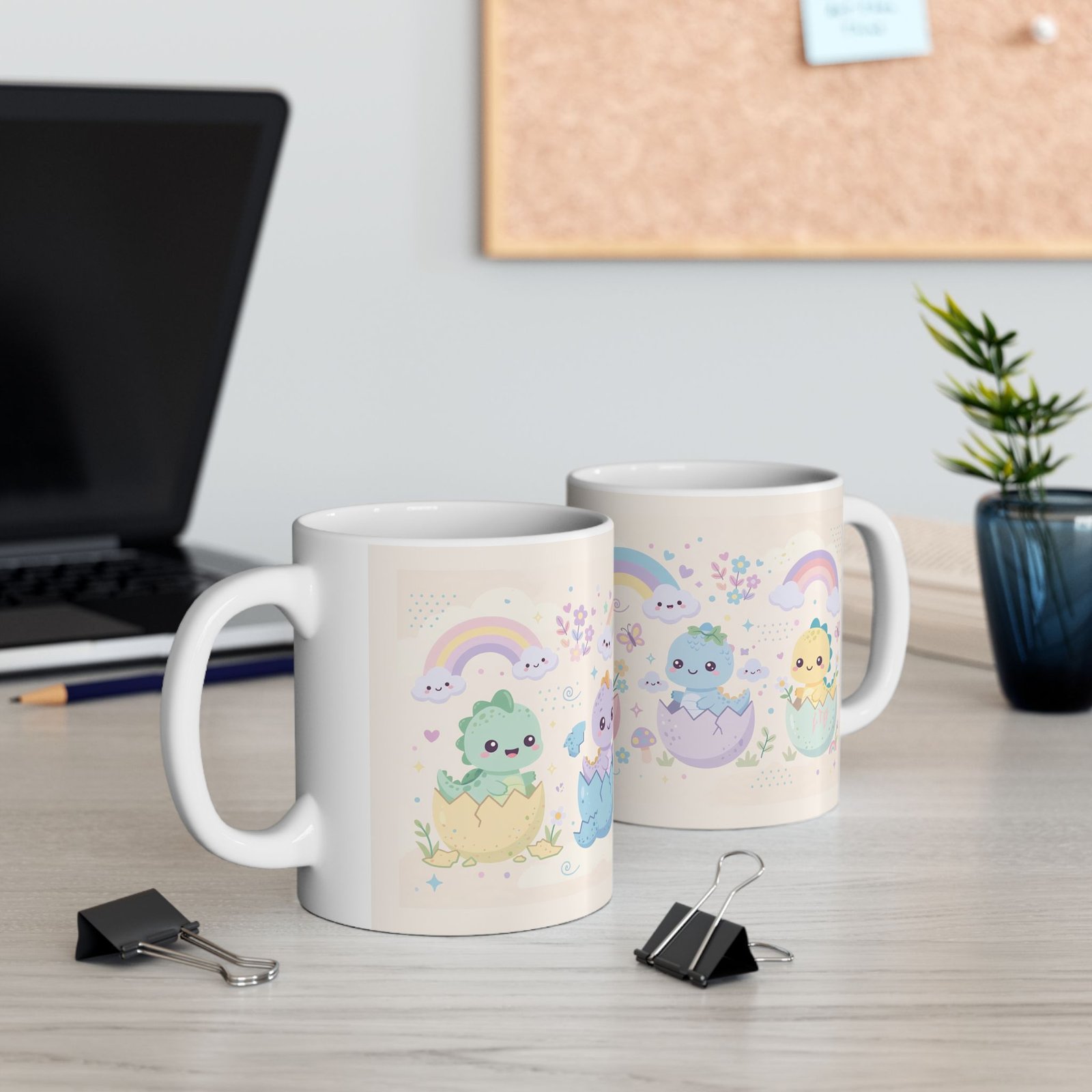 Baby Dinosaur Mug | Cute Kawaii Dino Pastel Rainbow Ceramic Coffee Mug - Image 5