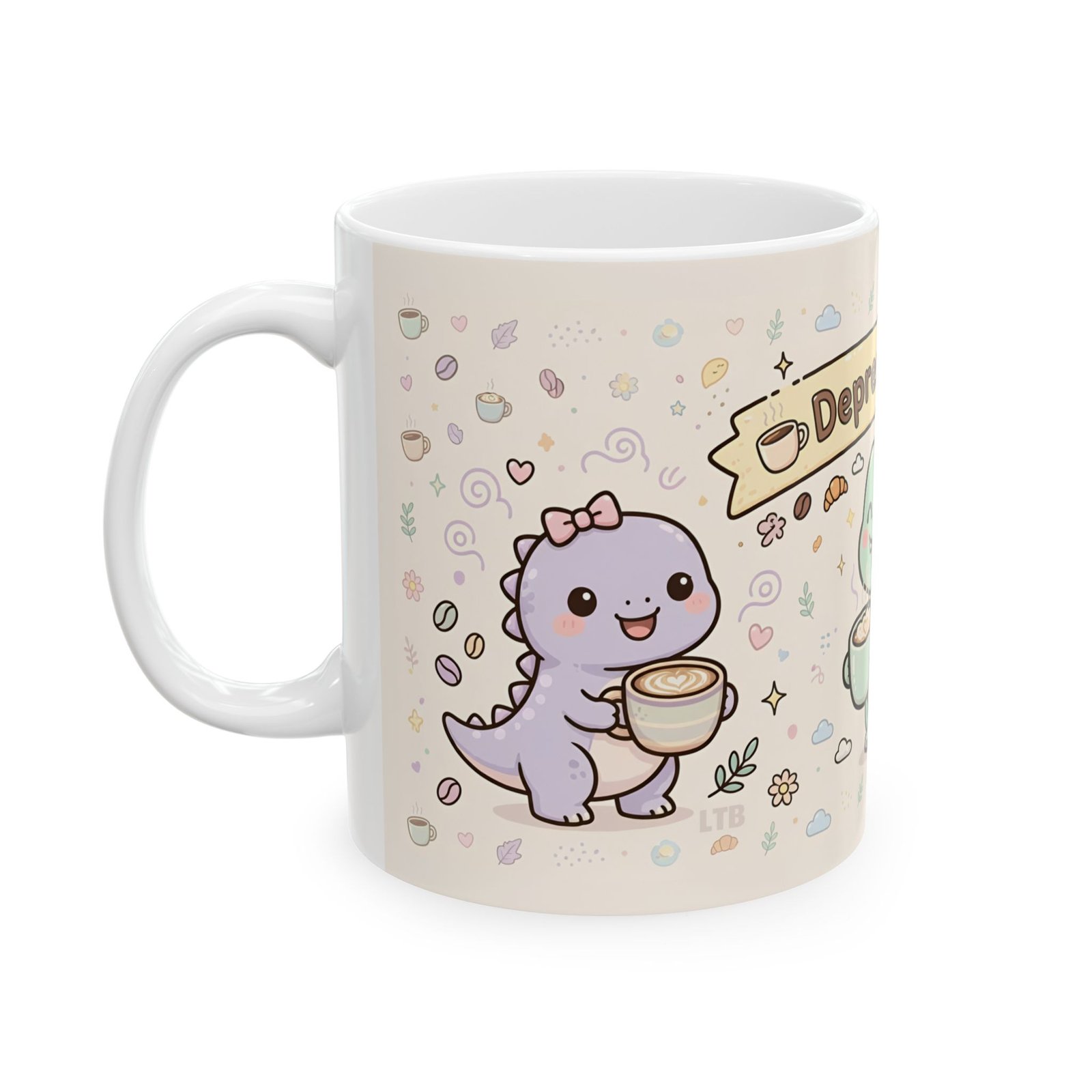 Depresso Espresso Cute Dino Mug | Kawaii Dinosaurs Coffee Ceramic Mug - Image 3