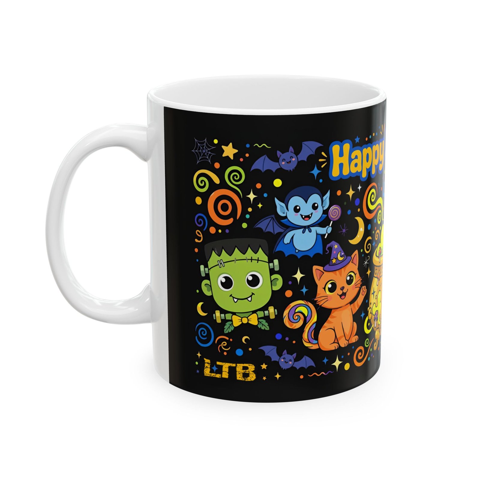 Happy Halloween Cauldron Mug | Cute Witch Ghost Ceramic Coffee Mug - Image 3