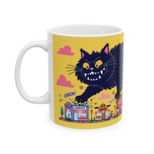 Cat Monster Mug | Cute Giant Black Cat Kaiju Ceramic Coffee Mug
