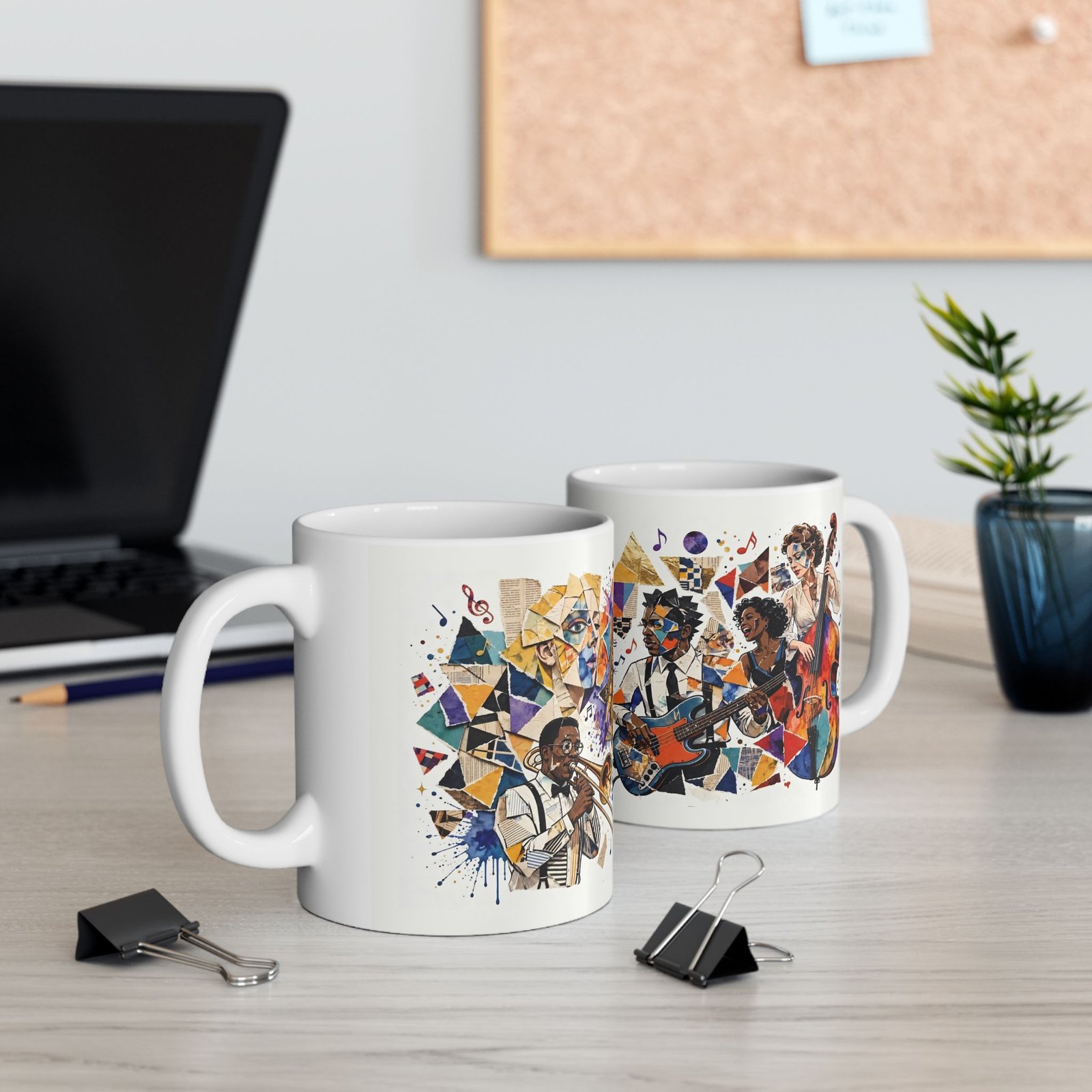 Jazz Collage Art Mug | Abstract Musician Ceramic Coffee Mug - Image 5