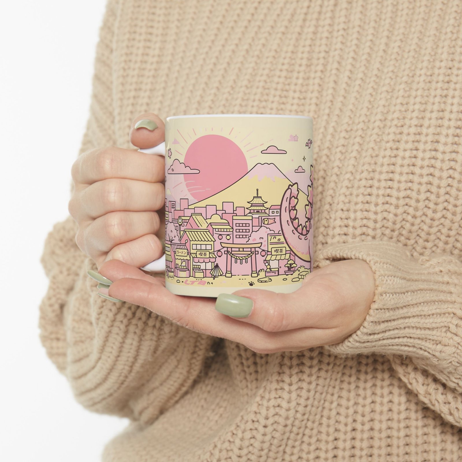 Kawaii Cat Monster Mug | Cute Catzilla Kaiju Ceramic Coffee Mug - Image 7