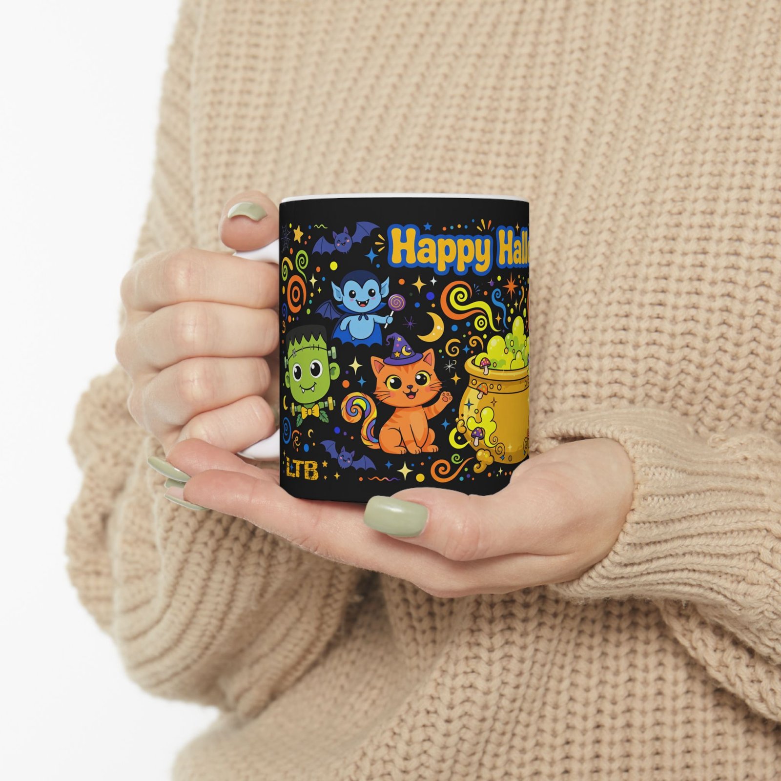 Happy Halloween Cauldron Mug | Cute Witch Ghost Ceramic Coffee Mug - Image 7