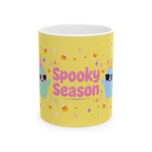 Spooky Season Mug | Cute Candy Sunglass Ghosts Halloween Ceramic Coffee Mug