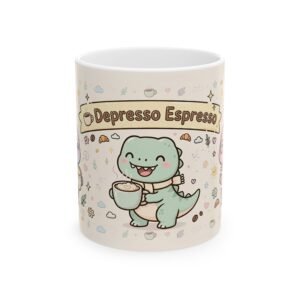 Depresso Espresso Cute Dino Mug | Kawaii Dinosaurs Coffee Ceramic Mug