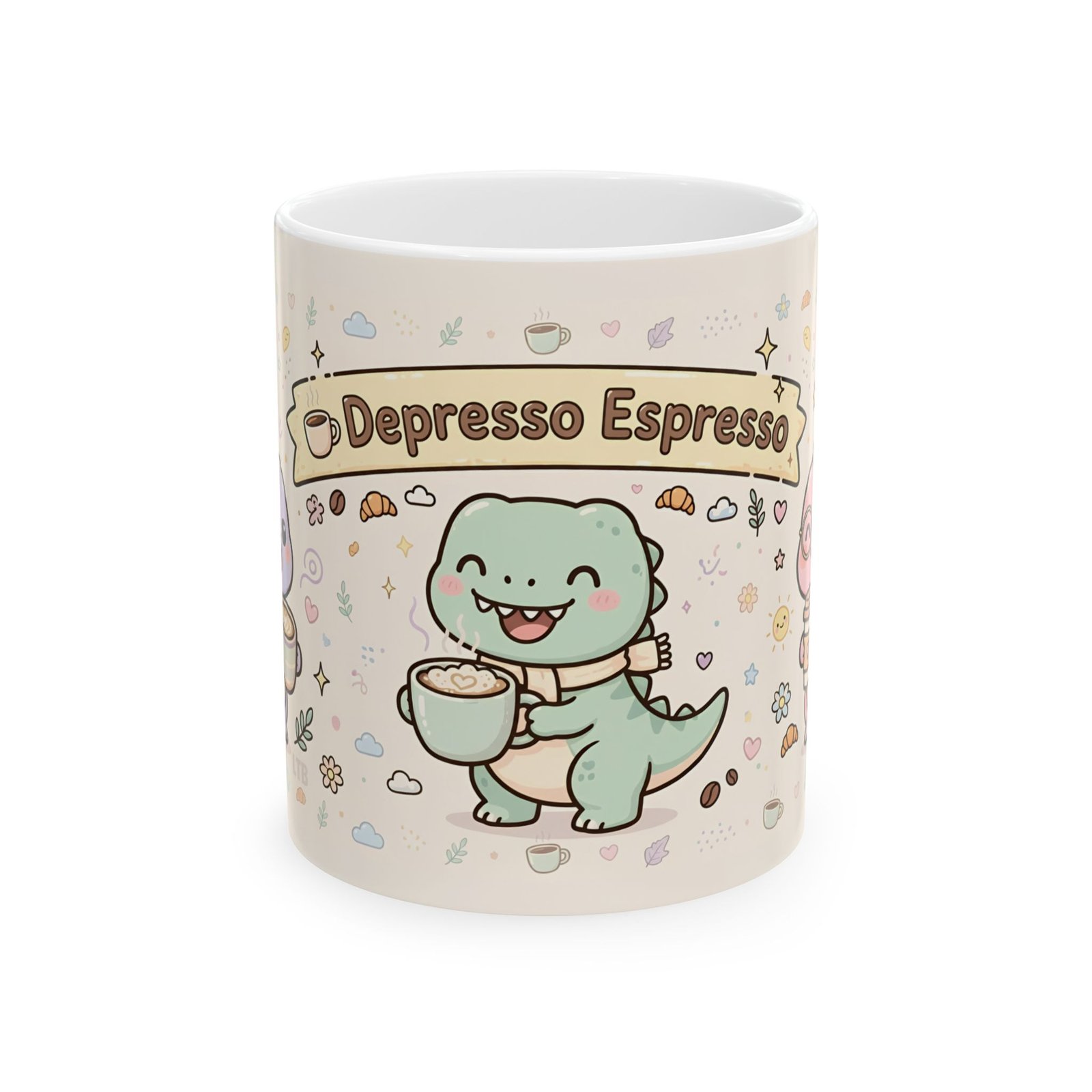 Depresso Espresso Cute Dino Mug | Kawaii Dinosaurs Coffee Ceramic Mug