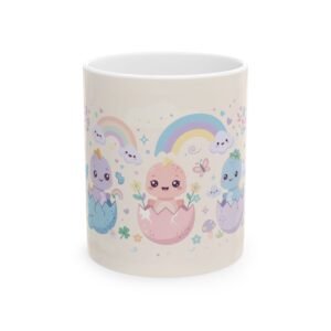 Baby Dinosaur Mug | Cute Kawaii Dino Pastel Rainbow Ceramic Coffee Mug
