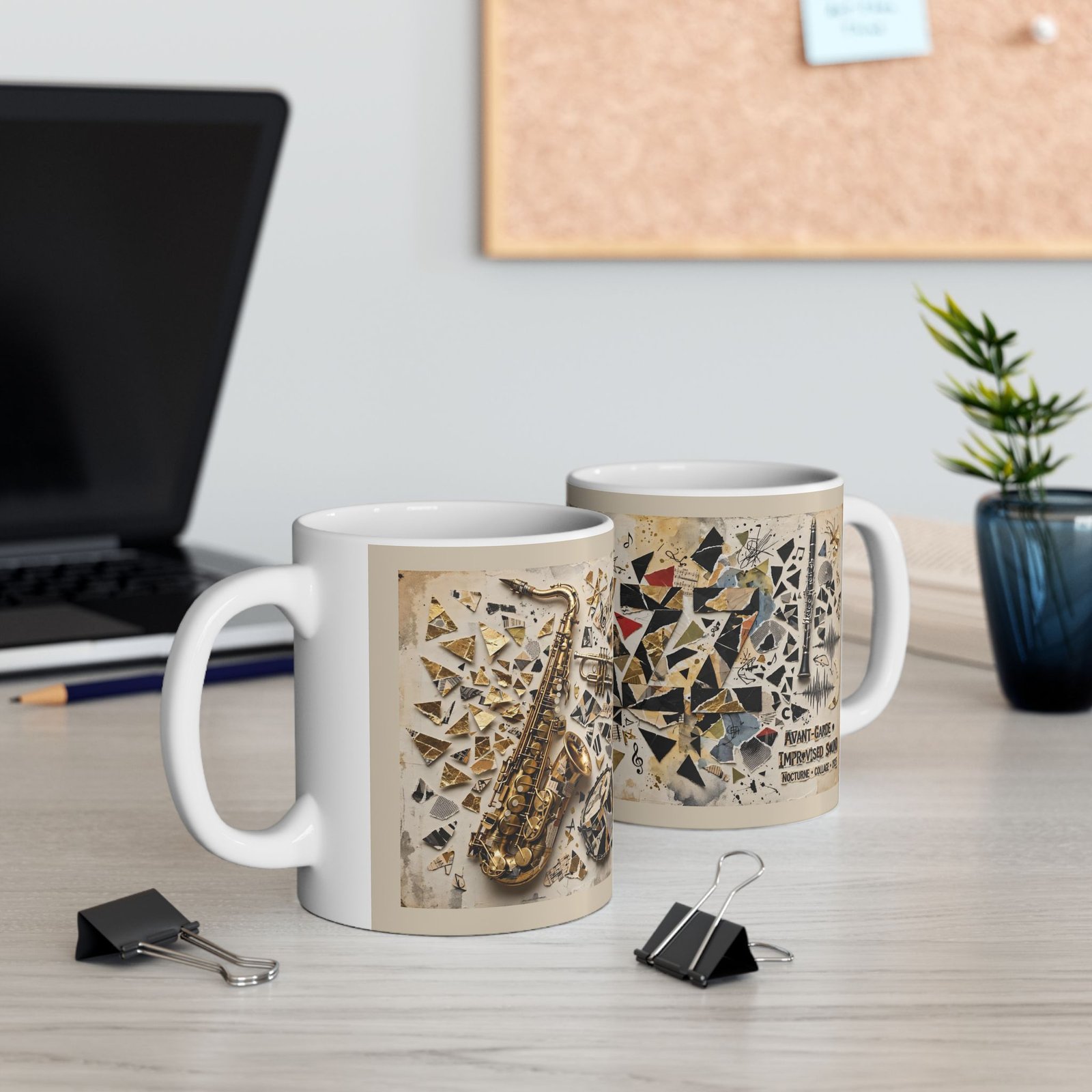 Abstract Jazz Mug | Saxophone Modern Art Ceramic Coffee Mug - Image 5
