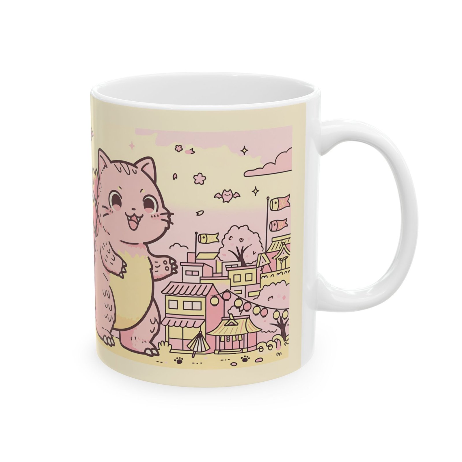 Kawaii Cat Monster Mug | Cute Catzilla Kaiju Ceramic Coffee Mug - Image 4