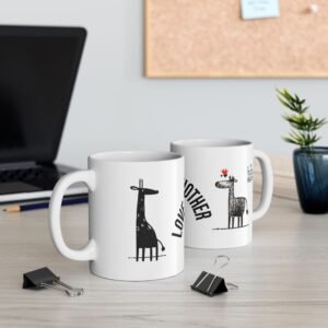 Love One Another Mug | Giraffe & Horse Ceramic Coffee Mug Gift