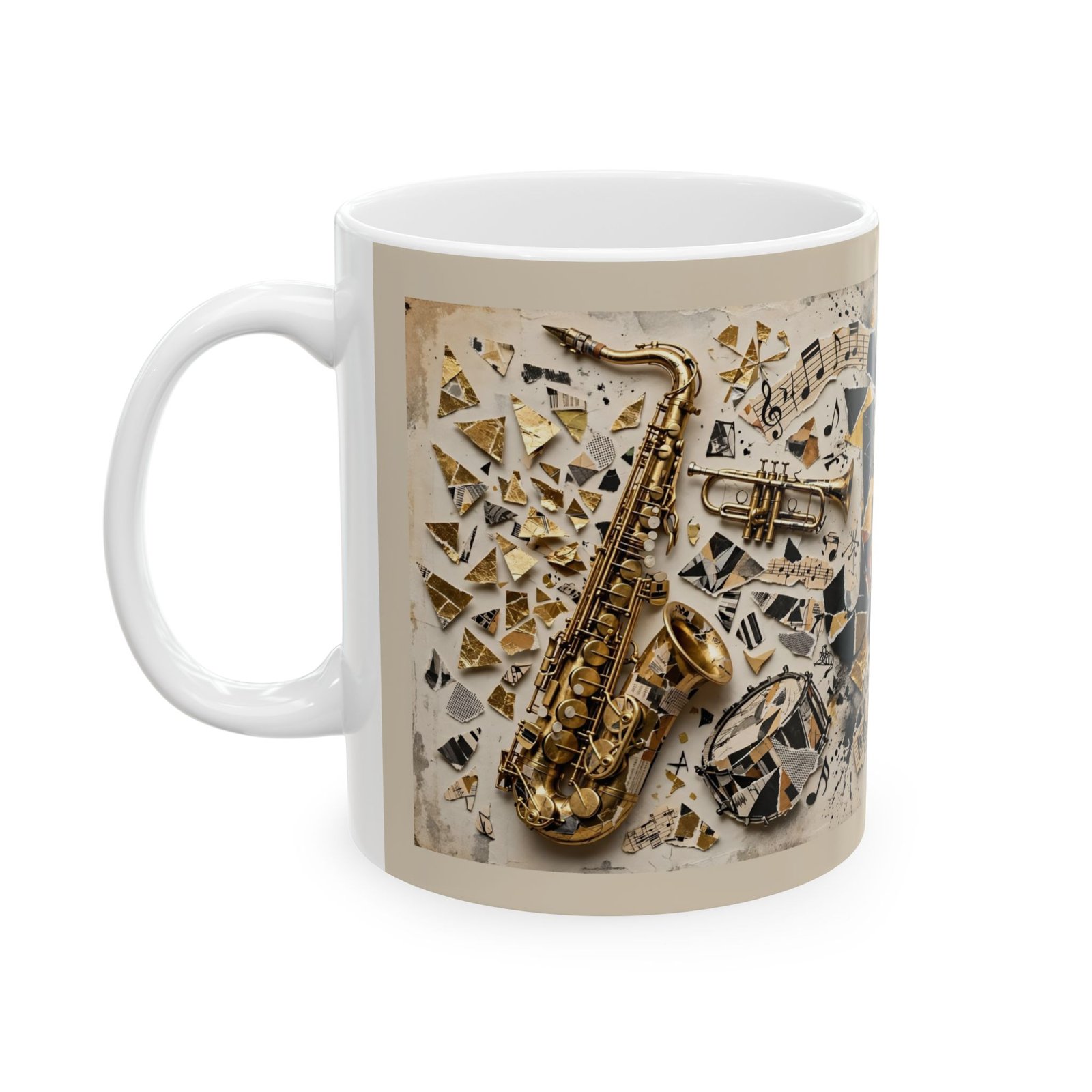 Abstract Jazz Mug | Saxophone Modern Art Ceramic Coffee Mug - Image 3