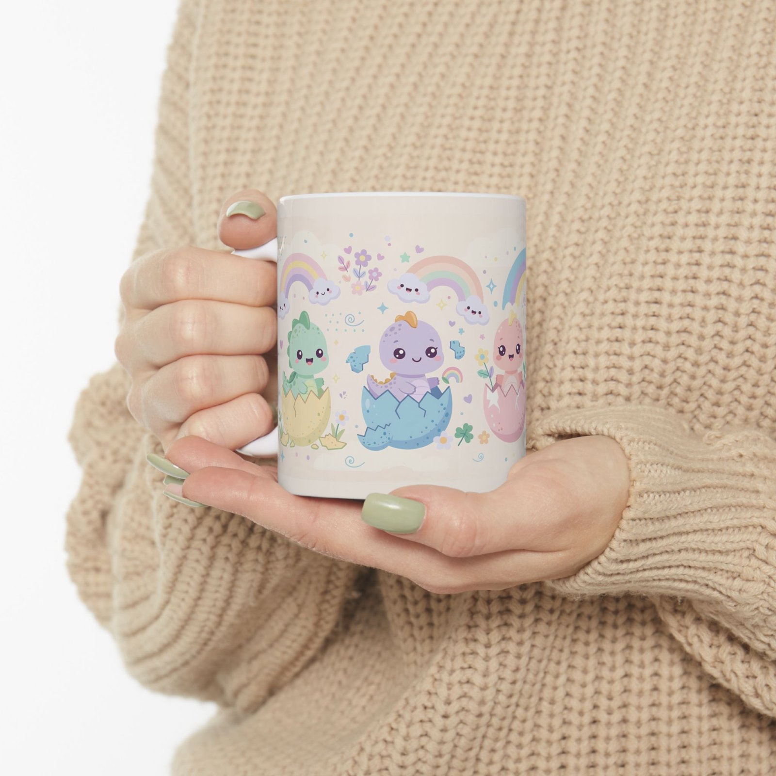 Baby Dinosaur Mug | Cute Kawaii Dino Pastel Rainbow Ceramic Coffee Mug - Image 7