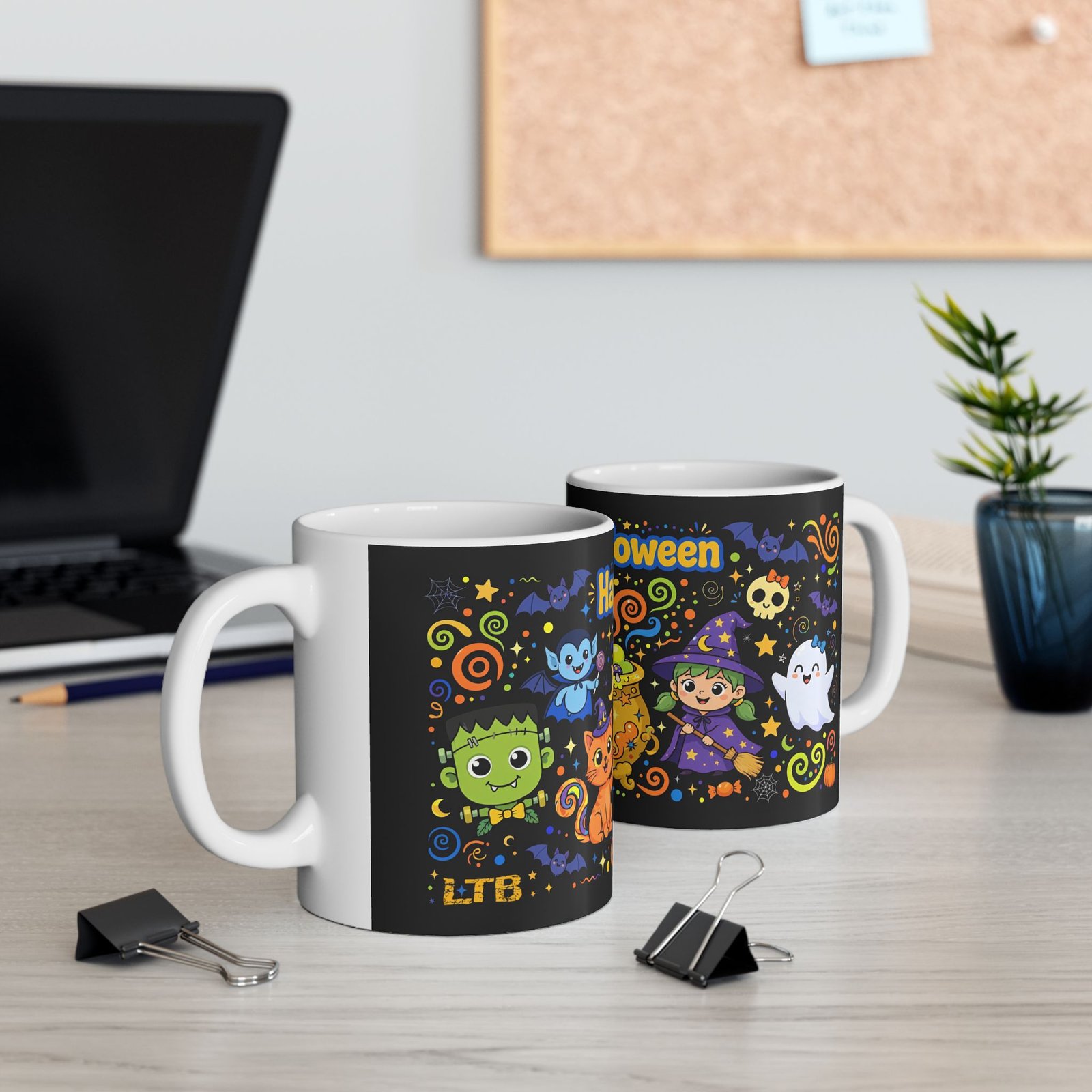 Happy Halloween Cauldron Mug | Cute Witch Ghost Ceramic Coffee Mug - Image 5